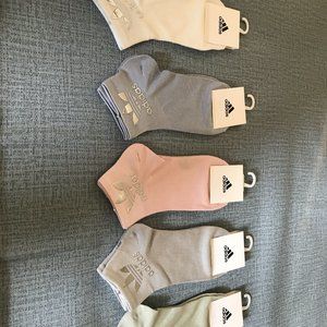 Adidas white purple pink light pale green socks